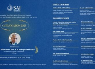 Sai University is hosting Convocation 2025, featuring Shri N. R. Narayana Murthy as the Chief Guest alongside esteemed Board Members